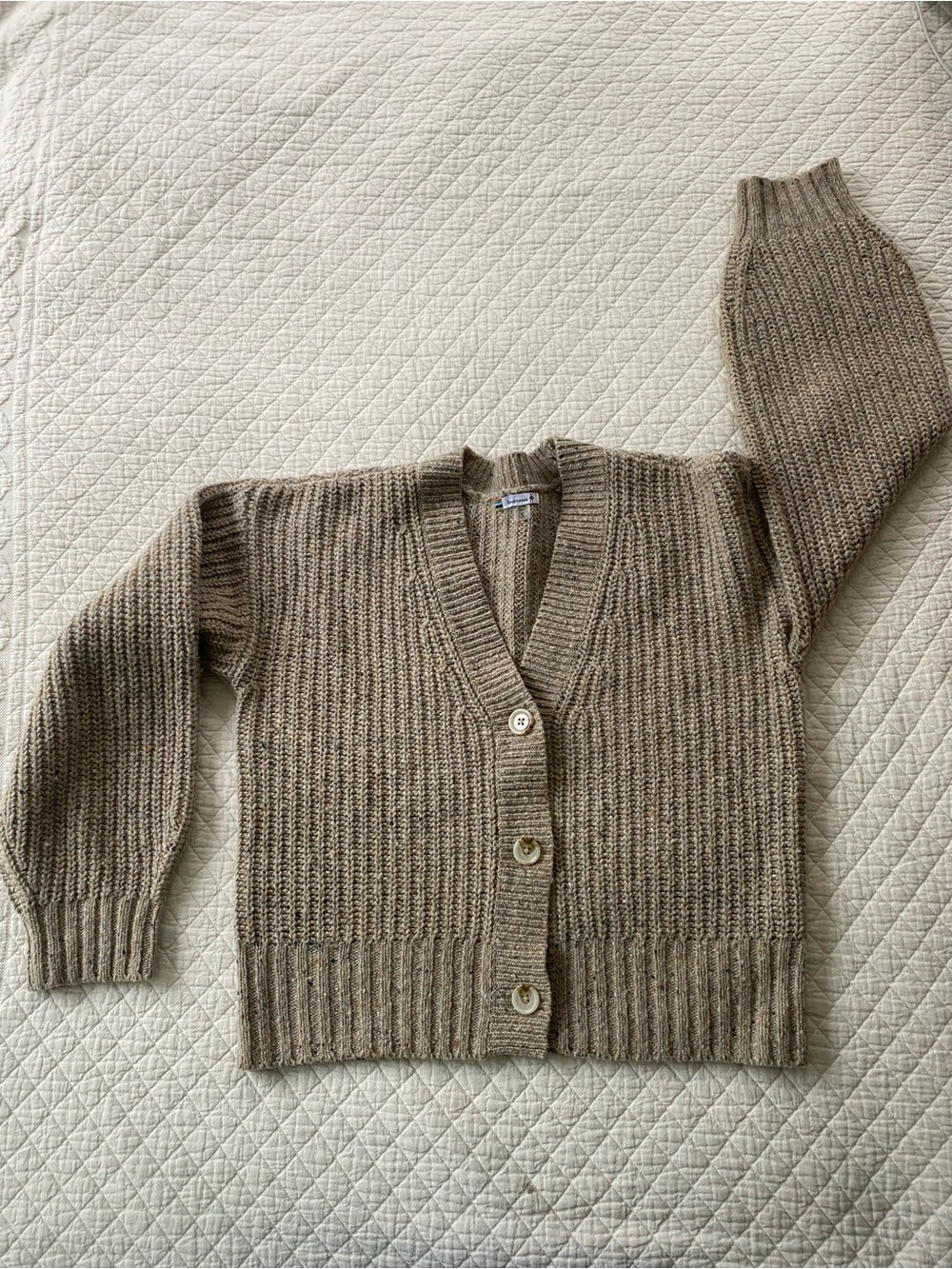 Smartwool Cozy Lodge Cropped V-Neck Cardigan Sweater Tan Merino Alpaca  Blend